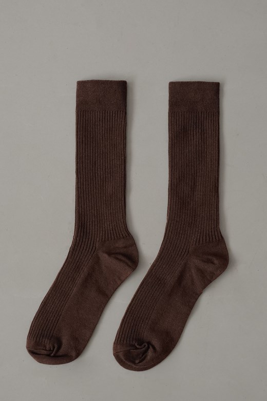 坑條棉質中筒襪