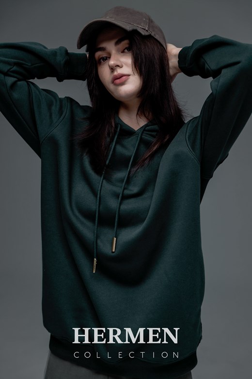 Unisex 寬版刷絨連帽衣