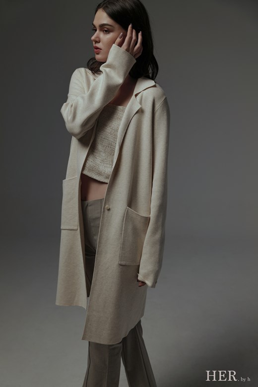 柔韻人造絲針織風衣罩衫