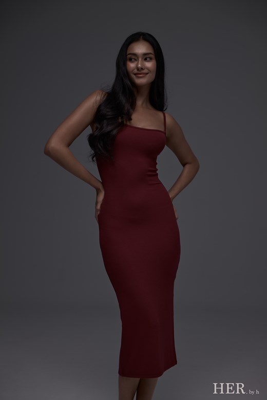 Everyday人造絲柔彈開衩洋裝