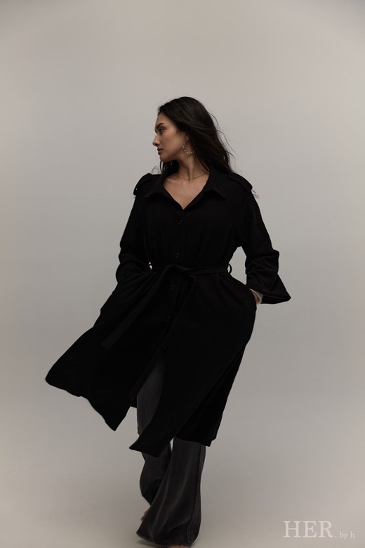 Belted Long Sleeve Trench Coat