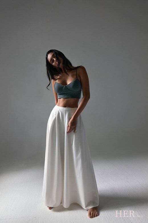 Luxe Draped Wide-Leg Suit Pants
