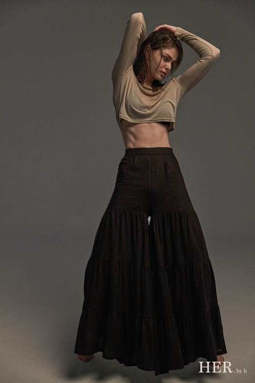Ruffle Wide Leg Trousers