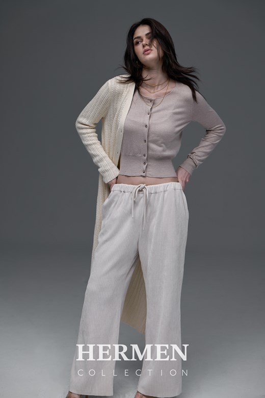 Unisex 燈芯絨坑條休閒寬褲