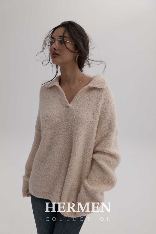 極簡輪廓圈毛針織衫