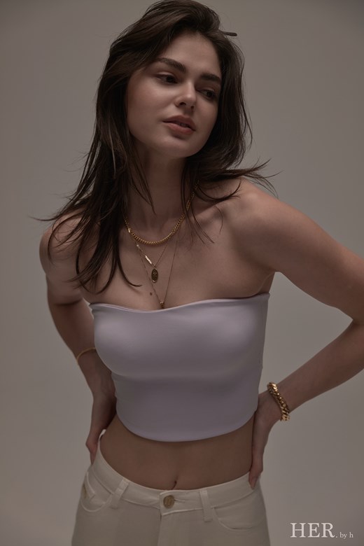 夏季柔霧雲感桃心領Bra Top