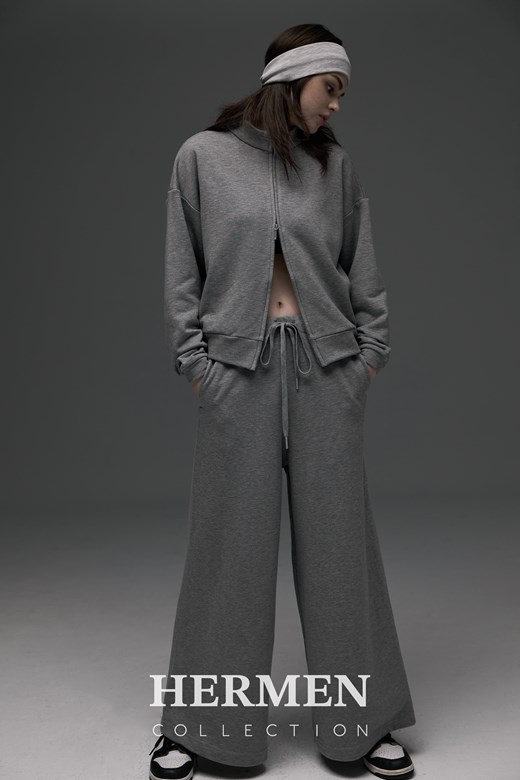 極簡 Unisex 日常套裝-垂墜直筒寬褲