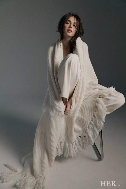 HER 雲柔流蘇針織羊毛毯