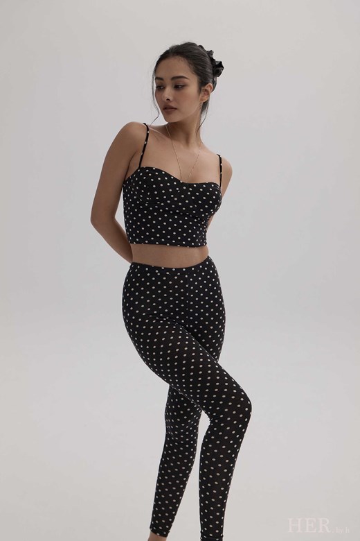 法式圓點｜復古親膚緊身褲