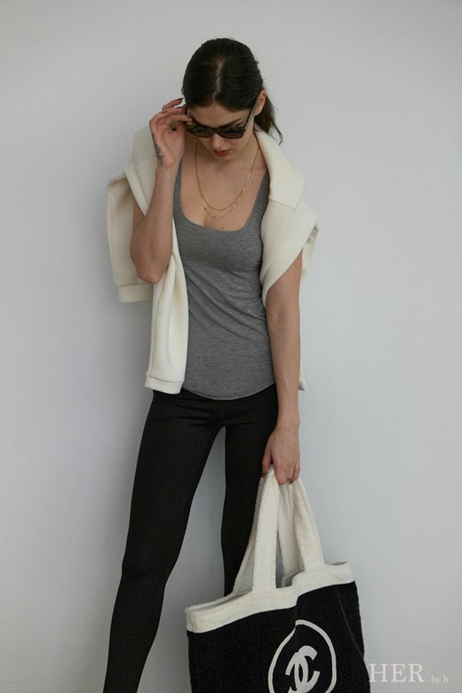 V線雕塑彈性高腰緊身褲