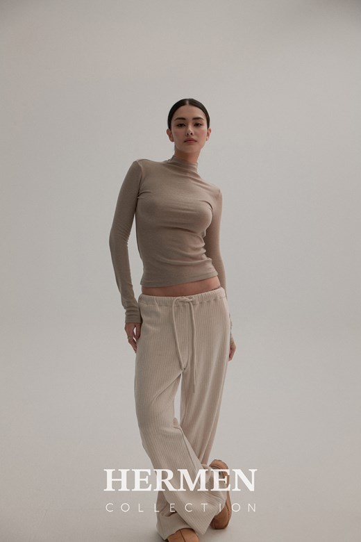 Unisex 燈芯絨坑條休閒寬褲