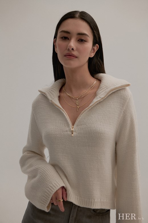 經典翻領拉鍊針織衫