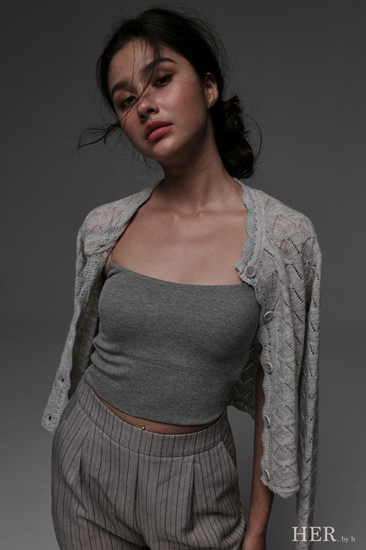 花瓣羊毛混紡鉤織小外套