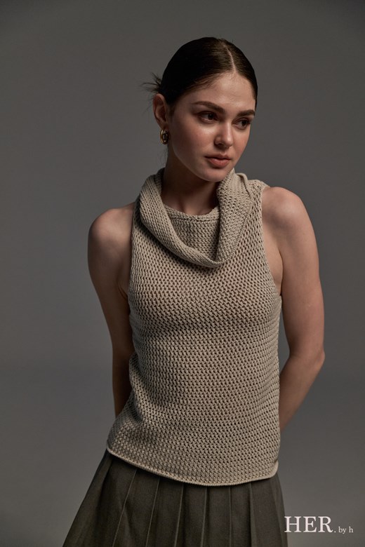 High Neck Sleeveless Knit Top