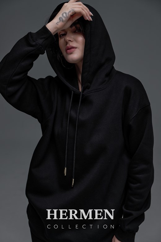 Unisex 寬版刷絨連帽衣