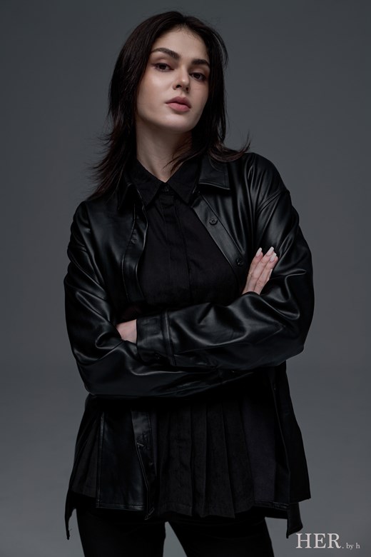 極簡棉質皮革襯衫