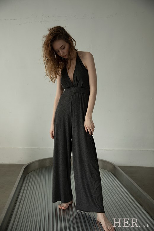 Double-V Playful Ribbed Jumpsuit