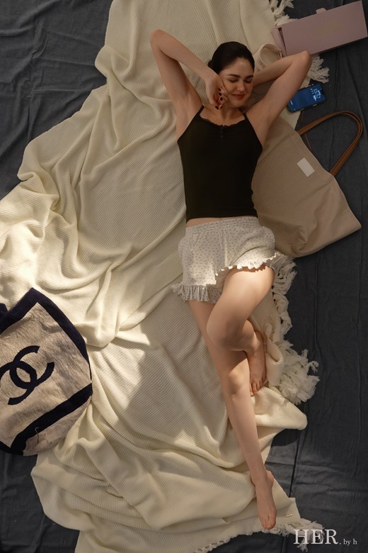 純棉花語荷葉邊純棉短褲