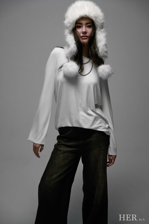 人造絲修身長袖上衣