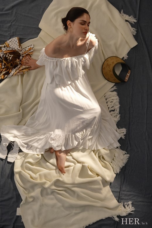 純棉浪漫荷葉散狀長洋裝