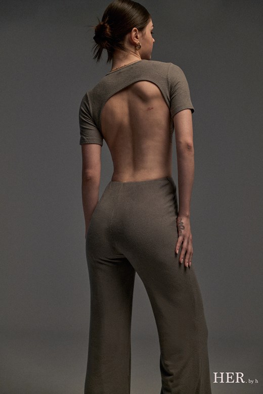 Open Back Sand Jumpsuit