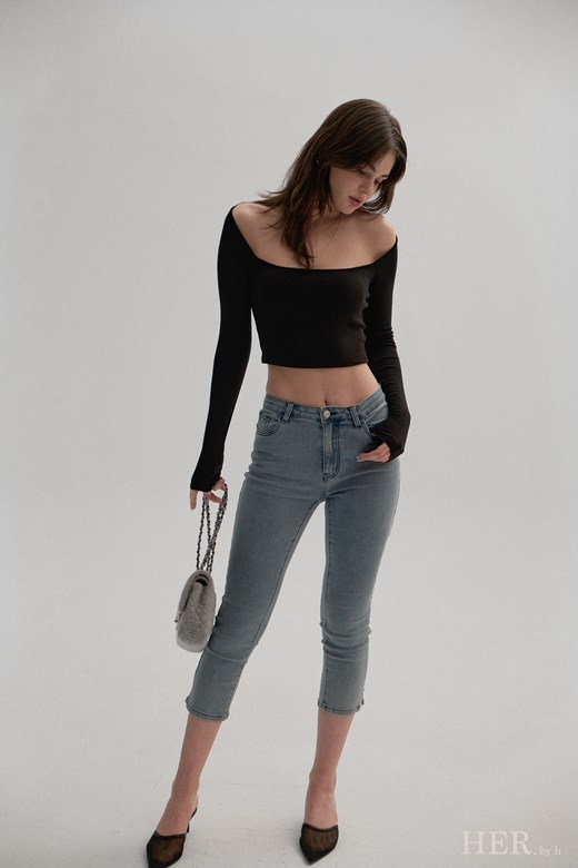 歐美棉質顯瘦牛仔六分褲