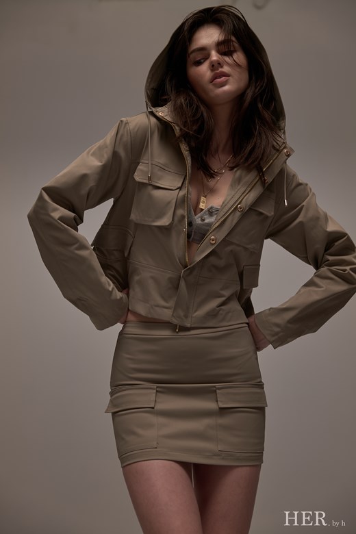 機能性口袋棉質短版夾克