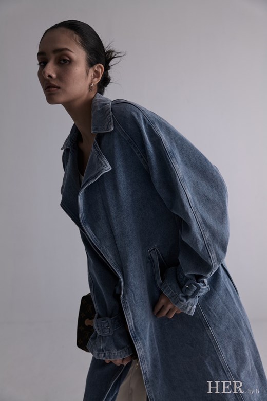 Denim Belted Trench Coat