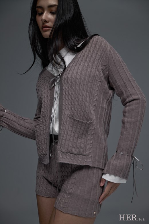 麻花人造絲綁帶針織套裝