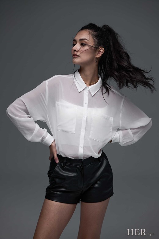 質感透視｜法式雙口袋慵懶雪紡襯衫