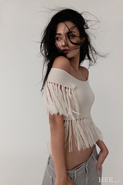 Fringe Drop Shoulder Top