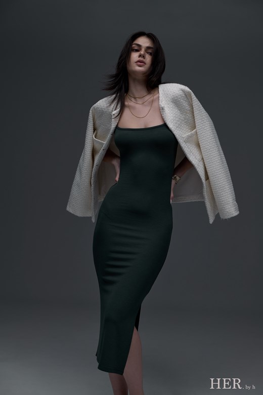 Everyday人造絲柔彈開衩洋裝