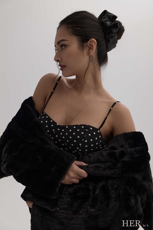 法式圓點｜桃心領修身美型 Bra Top