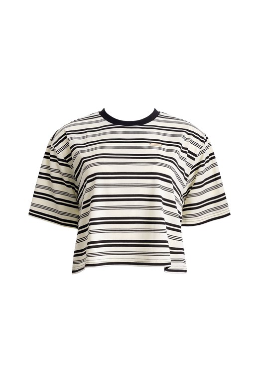 Vintage Striped Oversized Crop Tee