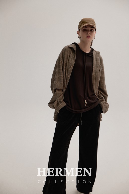 Unisex 燈芯絨坑條休閒寬褲