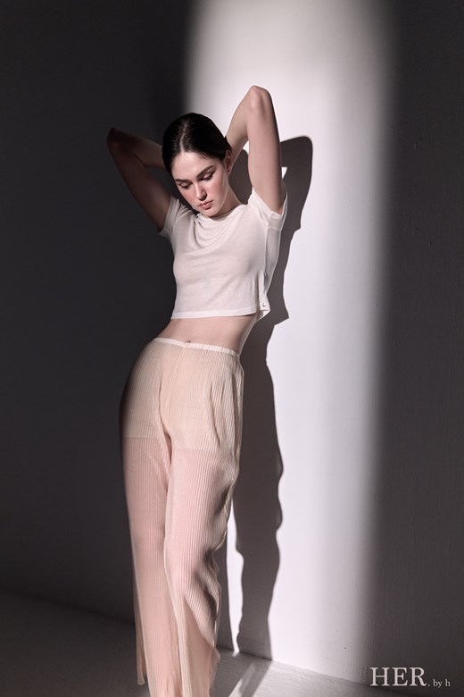 Sparkling Ribbed Chiffon Pants
