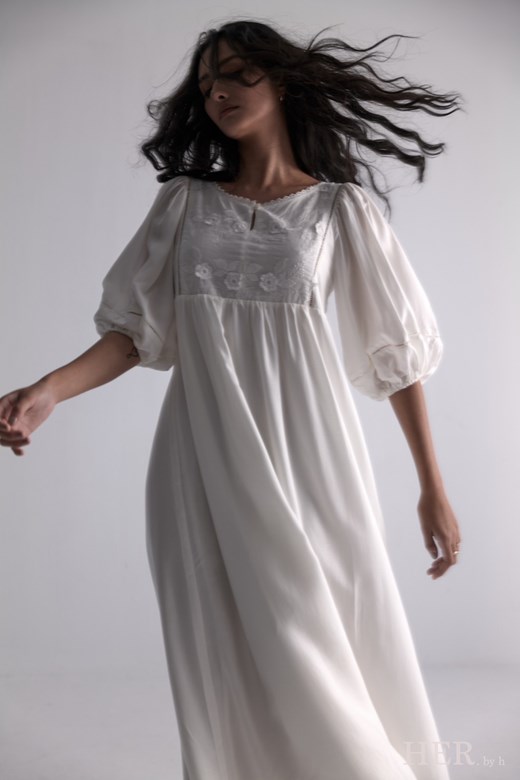 Relaxed Puff Sleeves Maxi Dress