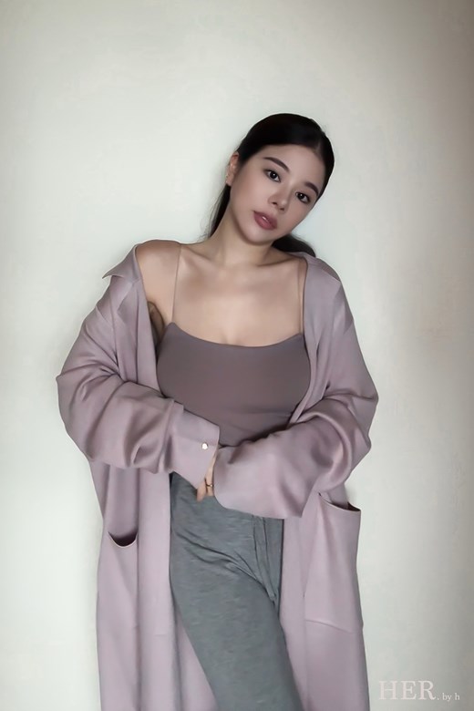 柔韻人造絲針織風衣罩衫