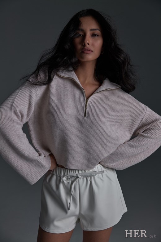 Half-Zip Cropped Sweater