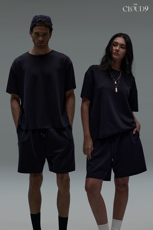 雲朵 UNISEX 寬版落肩短袖