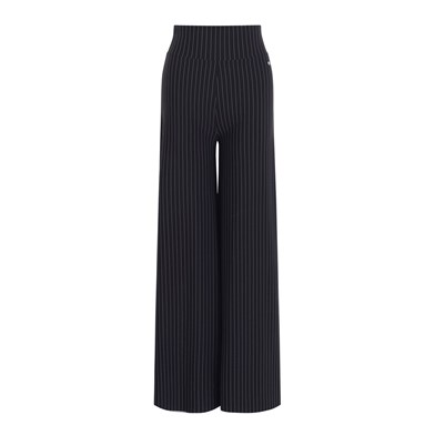 elastic stripes wide-leg pants