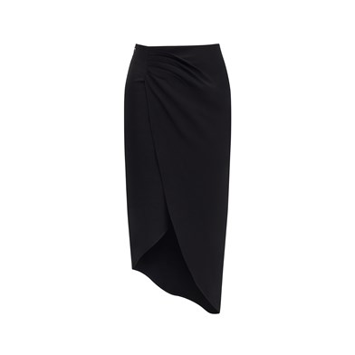 front-slit draped skirt