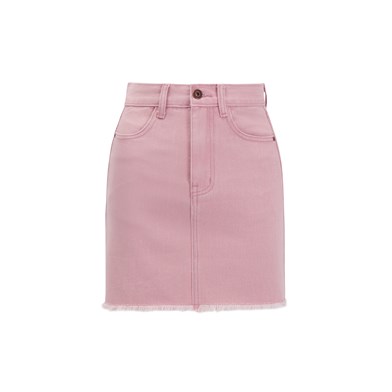 blush pink washed denim skirt