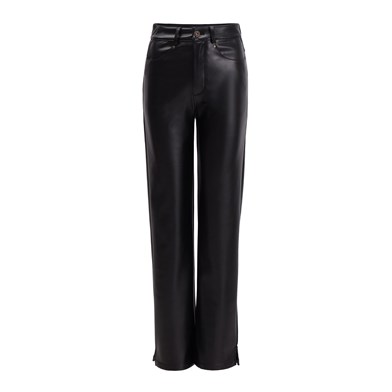 leather tapered leg trousers