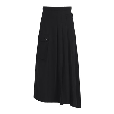 dimensional maxi pleated skirt
