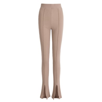 ribbed slit-detail leggings