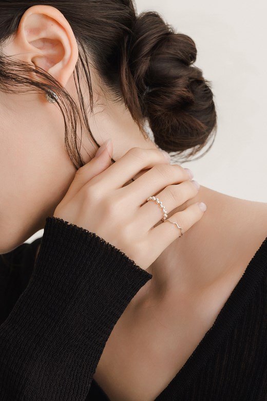 925不規則圓珠銀圈戒指