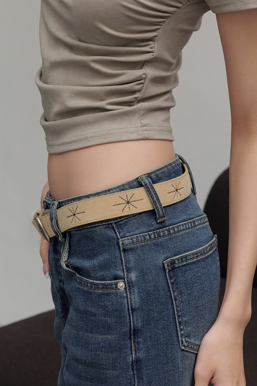 星芒刺繡復古皮帶