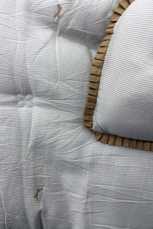 緞帶邊條紋蝴蝶結四季被(厚/Q)