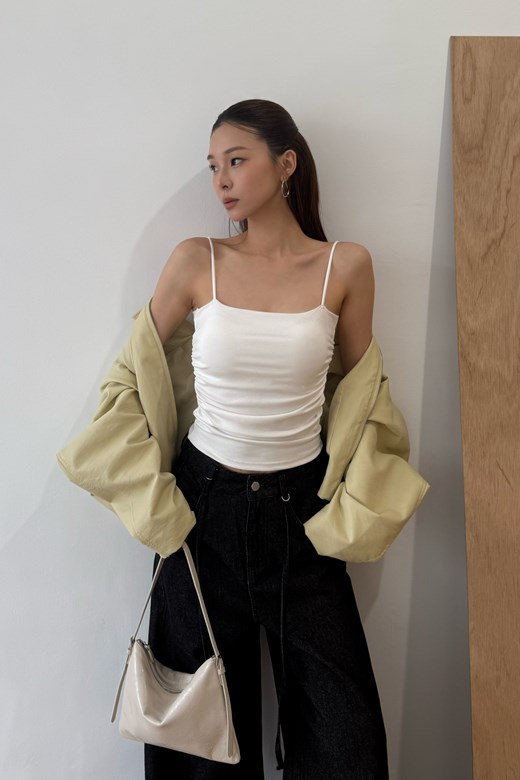 12 細肩側抓皺BRA TOP背心